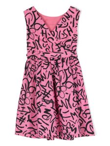 Moschino Kids robe en coton à imprimé graffiti - Rose