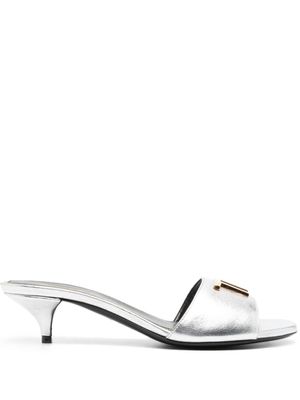 TOM FORD mules en cuir à plaque logo 50 mm - Argent