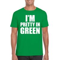 I am pretty in green tekst t-shirt groen heren - thumbnail