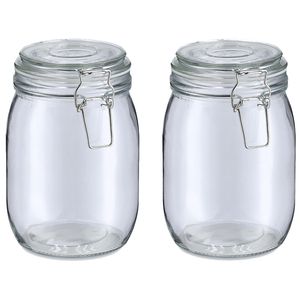 Voorraadpot/bewaarpot Alfie - 2x - 1L - glas - beugelsluiting - D11 x H17 cm