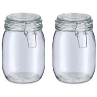 Voorraadpot/bewaarpot Alfie - 2x - 1L - glas - beugelsluiting - D11 x H17 cm