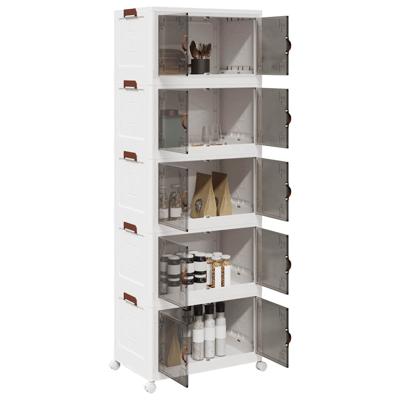 Opbergbox stapelbaar met wielen 5-laags 75 L 64x40x179 cm