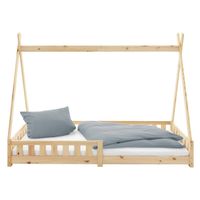 Kinderbed met uitvalbeveiliging en lattenbodem 90x200 cm naturel dennenhout ML-Design - thumbnail