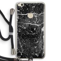 Zwart marmer: Huawei Ascend P8 Lite (2017) Transparant Hoesje met koord