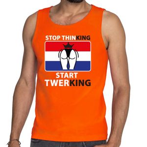 Oranje Stop thinking start twerking tanktop / mouwloos shirt her