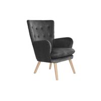Armstoel DKD Home Decor Natuurlijk Hout Polyester Donker grijs (66 x 67 x 92 cm)