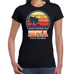 Ibiza zomer t-shirt / shirt What happens in Ibiza stays in Ibiza zwart voor dames