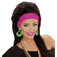 Verkleed oorbellen Retro - neon groen - met clip - Disco/jaren 70 thema accessoires