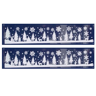 2x stuks velletjes kerst raamstickers sneeuw landschap 12,5 x 58,5 cm