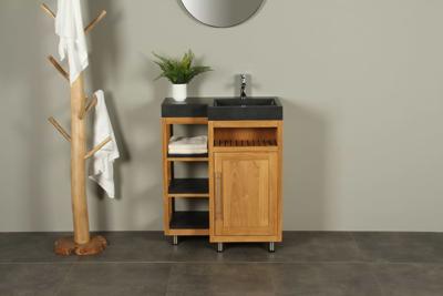 Kerinci Cabinet Teakholz Tür Rechts Basaltstein 75 cm
