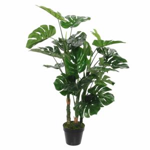 Kunstplant Monstera/gatenplant - groen - 100 cm - zwarte pot - nepplant - kamerplant