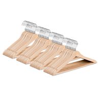 Wicotex-Kledinghanger hout-kleerhanger, 40 stuks, met rok inkepingen en broekspijpen, draaibare haak, beige - thumbnail