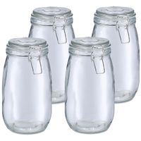 Weckpot/inmaakpot Alfie - 4x - 1.4L - glas - beugelsluiting - D11 x H22 cm