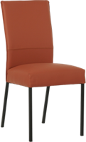 Cognac leren moderne eetkamerstoel Real - poot vierkant zwart - Toledo Leer Cotto (cognac leer)