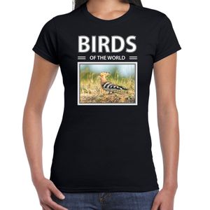 Hop vogels t-shirt met dieren foto birds of the world zwart voor dames