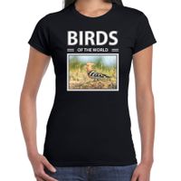 Hop vogels t-shirt met dieren foto birds of the world zwart voor dames - thumbnail