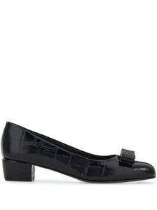 Ferragamo escarpins Viva Bow à détail de noeud en cuir - Noir