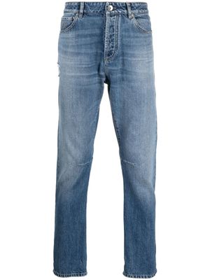 Brunello Cucinelli jean droit à taille mi-haute - Bleu
