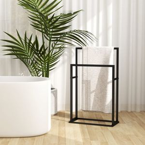 VidaXL Handdoekenrek vrijstaand 48x24x78,5 cm ijzer zwart