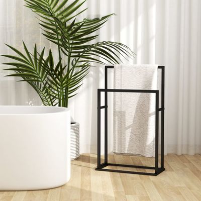 VidaXL Handdoekenrek vrijstaand 48x24x78,5 cm ijzer zwart