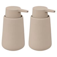 5Five Zeeppompje/dispenser - 2x - Cocoon - kunststeen - beige - 15 cm - 300 ml - Zeeppompjes - thumbnail