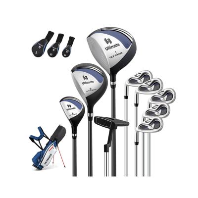 Compleet Golfclubs- en Tasset Voor Linkshandige Heren Draagbare Lichte Golfstandtas Blauw