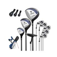 Compleet Golfclubs- en Tasset Voor Linkshandige Heren Draagbare Lichte Golfstandtas Blauw