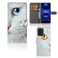 Xiaomi Redmi Note 12 5G | Poco X5 Telefoonhoesje met Pasjes Witte Kat - thumbnail