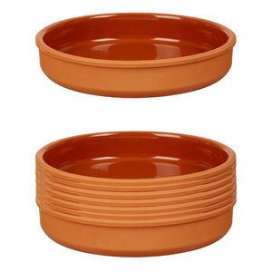 8x stuks tapas/hapjes serveren/oven schaal terracotta/bruin 23 x 4 cm