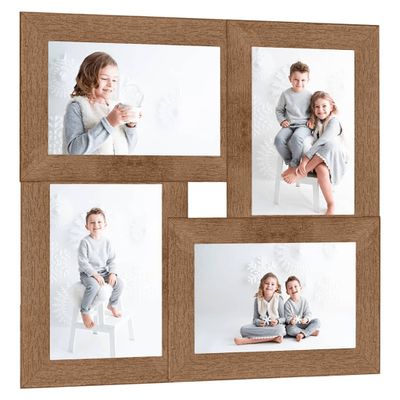 VidaXL Fotolijst voor 4x(13x18 cm) foto mdf lichtbruin