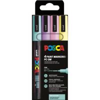 Uni POSCA paintmarker PC-3M, 1,5 mm, etui van 4 stuks in geassorteerde zachte kleuren