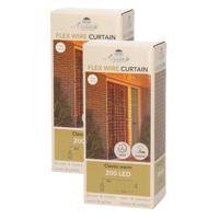 Kerstverlichting gordijn - 2x - 200 led lampjes - warm wit - 100 x 200 cm - gordijnverlichting