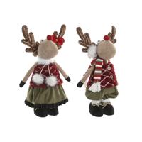 Kerstversiering Home ESPRIT Bruin Rood Groen Rendier 23 x 16 x 41 cm (2 Stuks)