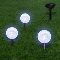 VidaXL Solarbollampen 3 st led met grondankers en zonnepaneel