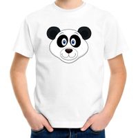 Cartoon panda t-shirt wit voor jongens en meisjes - Cartoon dieren t-shirts kinderen XL (158-164)  -
