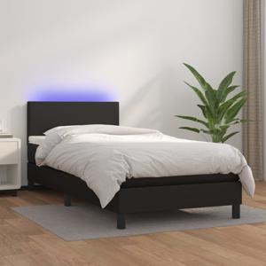 Boxspring met matras en LED kunstleer zwart 90x190 cm SKU: V3134075