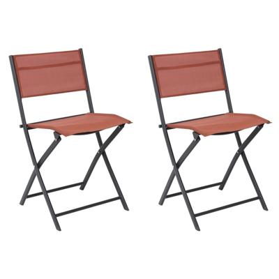 Home Deco Factory camping buiten klapstoel - 2x - aluminium - terracotta - L46 x B50 x H80 cm