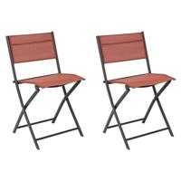Home Deco Factory camping buiten klapstoel - 2x - aluminium - terracotta - L46 x B50 x H80 cm