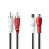 Nedis Stereo-Audiokabel | 2x RCA Male | 2x RCA Female | Vernikkeld | 10.0 m | Rond | Zwart | Label - CAGL24205BK100
