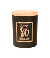 Paperdreams Geurkaars klein roze/zwart - 80 jaar
