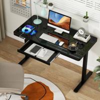 Elektrisch Zit-Sta Bureau 120 cm in Hoogte Verstelbaar Bureau met Blad van Gehard Glas 2 Geheugenposities USB Type-C-aansluitingen