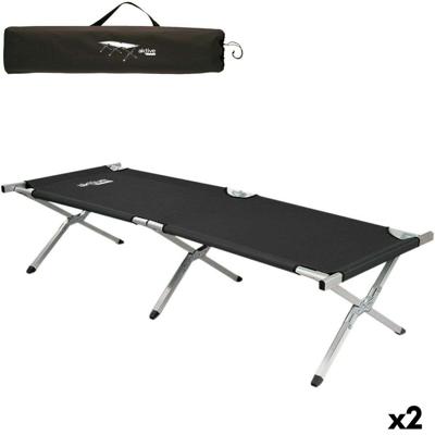 Campingbed Aktive Zwart 190 x 42 x 64 cm Opvouwbaar (2 Stuks)