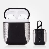 Kleur-matching flip-over lederen koptelefoon schokbestendige beschermende case voor Apple AirPods 1/2 (zilver)