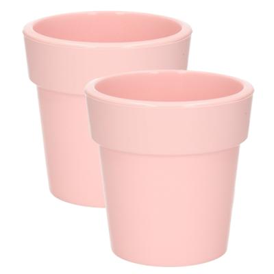Hega Hogar Plantenpot - Set van 2x stuks - lichtroze - kunststof - 25 x 25 cm - binnen/buiten