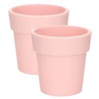 Hega Hogar Plantenpot - Set van 2x stuks - lichtroze - kunststof - 25 x 25 cm - binnen/buiten