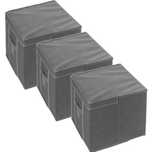 3x Stuks dekbed/kussen opberghoes antraciet grijs met vacuumzak 40 x 40 x 25 cm