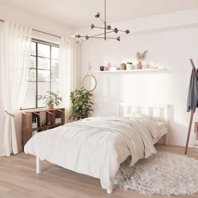 Bedframe massief grenenhout wit 90x190 cm