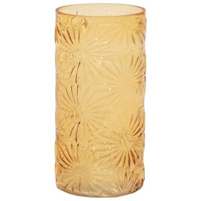 Mega Collections Bloemenvaas Debby - oranje - glas - bloem relief - 15 x 30 cm