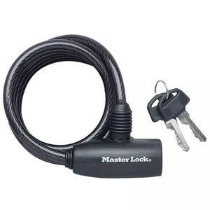 MASTER LOCK Kabelslot van 1,8 m met een diameter van 8 mm, met sleutels; zwart