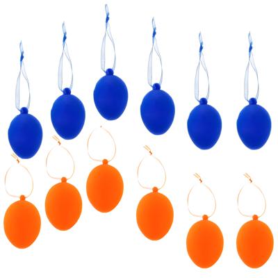 Paaseieren hangdecoratie - blauw en oranje - 12x stuks - 4 x 6 cm - Paasversiering Paaseieren hangdecoratie - blauw en oranje - 12x stuks - 4 x 6 cm - Paasversiering